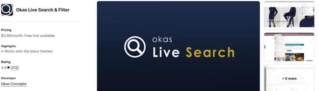 2. Okas Live Search & Filter